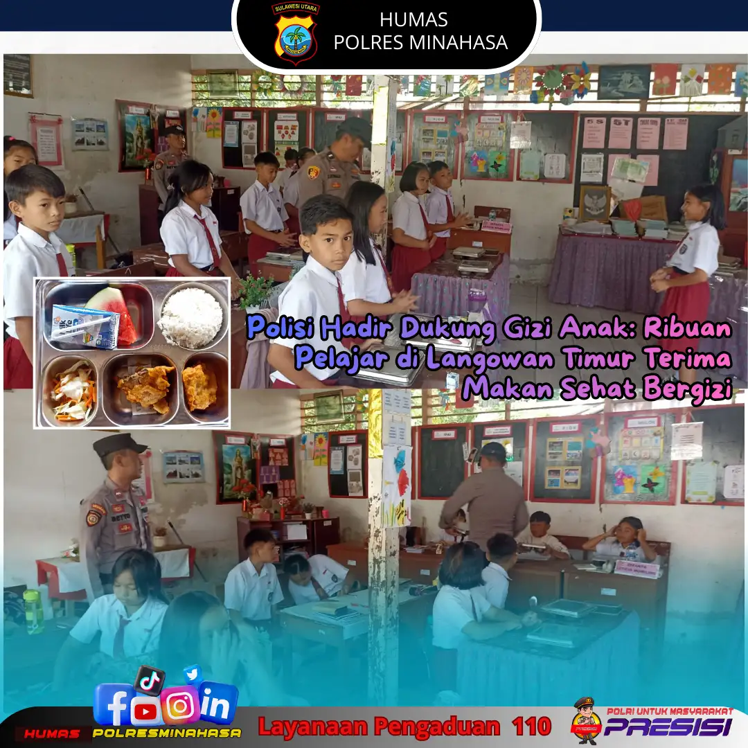 Polisi Hadir Dukung Gizi Anak: Ribuan Pelajar di Langowan Timur Terima Makan Sehat Bergizi